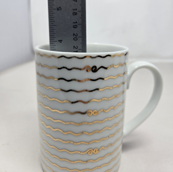 Pottery Barn Nile Coffee Cup Vintage Wavy Gold Line Over White Replacement Mug - Picture 8 of 11